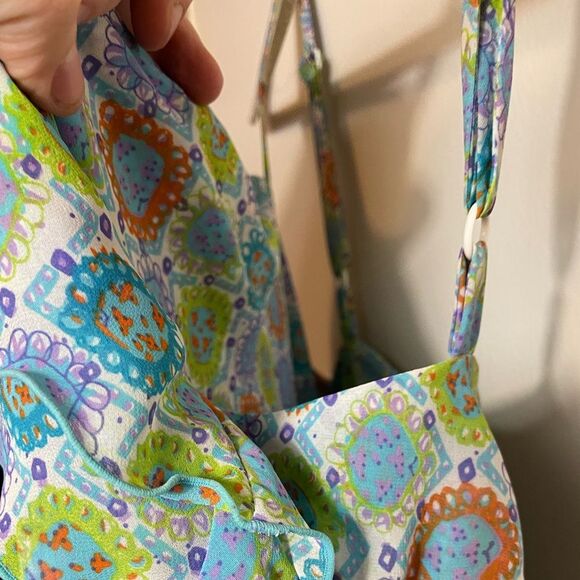 Y2K Bright color Adjustable Spaghetti Straps Ruffled Layered Lightweight Top Sz6 - Picture 8 of 8